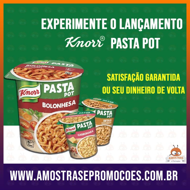 Promoção Knorr Pasta Pot Satisfação Garantida ou Seu Dinheiro de Volta