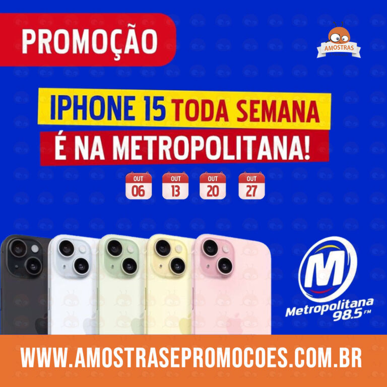 Promoção iPhone 15 Metropolitana. Cadastre-se Grátis! | Amostras e ...